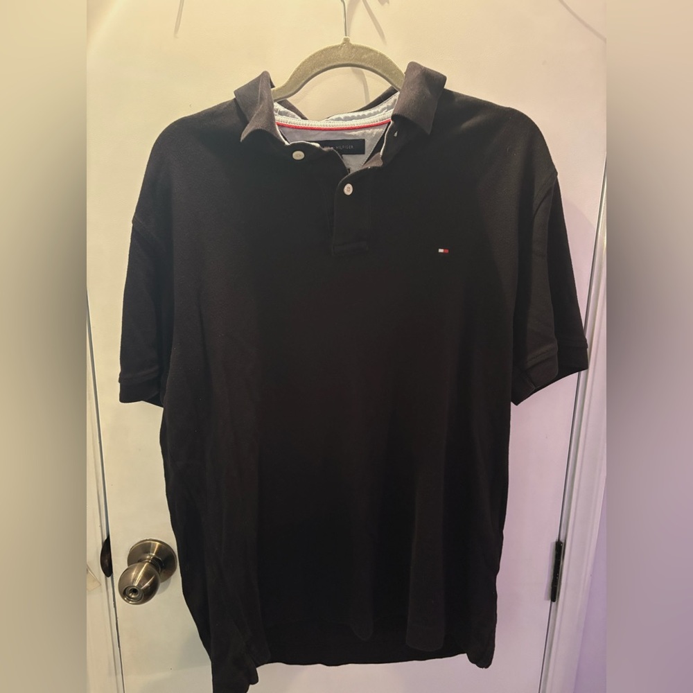 Tommy Hilfiger Black custom fit polo